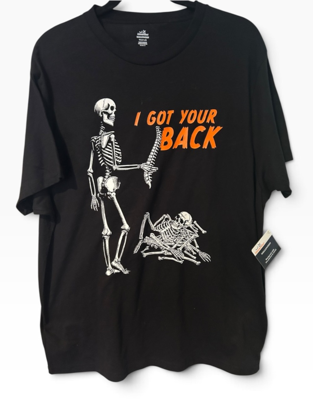 Way To Celebrate Men's Halloween Skeleton "I Got Your Back" Tee Unisex Sz XL
